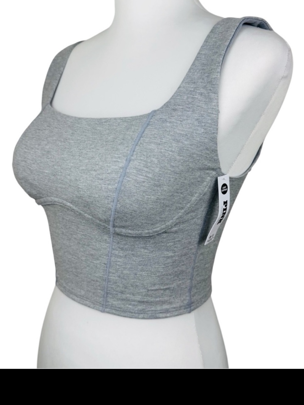 NWT PiNK Victoria's Secret All Day Cotton Longline Heather Gray Sports Bra Top - Picture 4 of 11